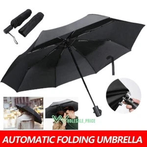 Automatic Black Umbrella Anti-UV Sun/Rain Windproof 3 Folding Compact Umbrella - Picture 1 of 20