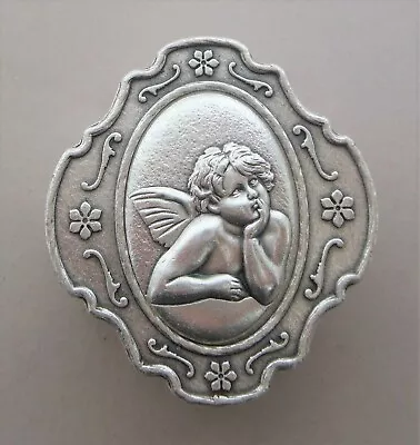 Schatulle Engel schauend Dose 4x4,5 cm für Rosenkranz Farbfehler - Bild 1 von 4