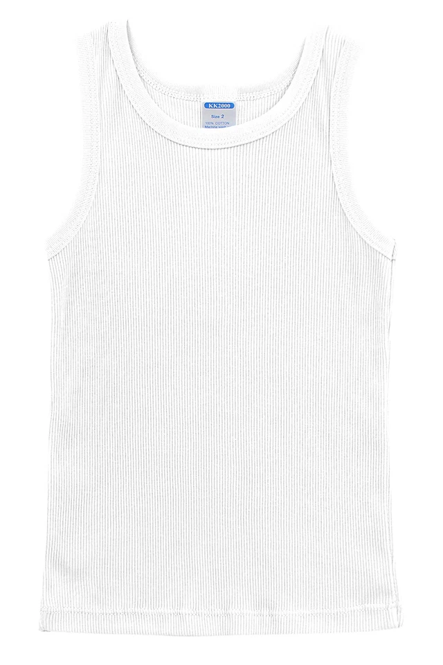 4pk Boys Tank Top White Color Ribbed Undershirts Infant Toddler Kids Underwear - Image 1 of 4
