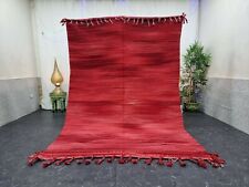 Moroccan Handmade Kilim Zanafi  6'2''x9'5'' Berber Solid Red Faded Pink Carpet