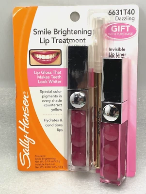 New (2) SALLY HANSEN Smile Brightening Lip Treatment DAZZLING #6631T40 +Lipliner - Image 1 of 4