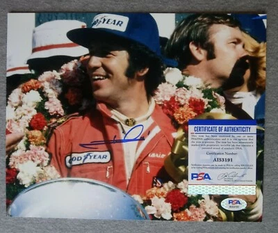 MARIO ANDRETTI WINNING INDY 500 AUTOGRAPH 8x10 VICTORY PHOTO PSA/DNA AI53191 - Image 1 of 3