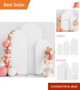 Set of 3 Spandex Wedding Arch Covers 4ft 5ft 6ft White Backdrop Decoration - Picture 1 of 7