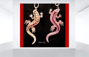 “LIZARD” Costume jewel Necklace/Pendant, vintage style,Crystal Charm Brooch Bib - Picture 1 of 10
