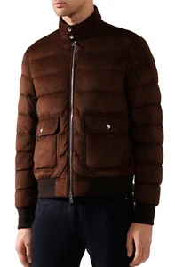 Moncler Gibran Leather Suede Bomber Down Jacket Bomber Jacket New XXL - Picture 1 of 12
