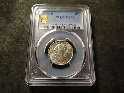 1928-D PCGS MS63 Standing Liberty Quarter Near FH not on Holder SLABZ - Image 1 of 3