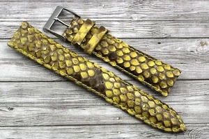Cinturino Orologi Giallo Vera Pelle Pitone Artigianale STOCK OUTLET 14/12mm - Picture 1 of 4