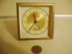 Vtg COCA COLA Wind Up Clock FOR REPAIR Distributor Travelers Premium NY Germany! - Picture 1 of 5