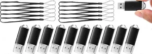10Pcs 64GB USB 2.0 Flash Drive Memory Stick Thumb Drives with Lanyards Black - Picture 1 of 3