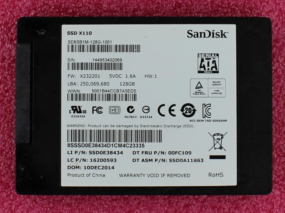00FC109 - Lenovo 128Gb 2.5 inch 7mm SATA6 SSD - Image 1 of 1