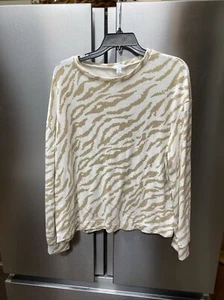 Top para mujer talla grande, manga larga, tiempo y verdad, blanco, bronceado - Imagen 1 de 6