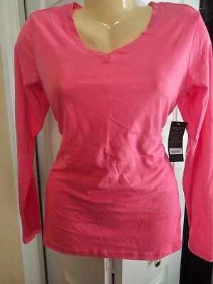 Camiseta Médica Para Mujer Natural Uniforms Cuello en V Manga Larga 717 ROSA PEQUEÑA Foto 1 de 4