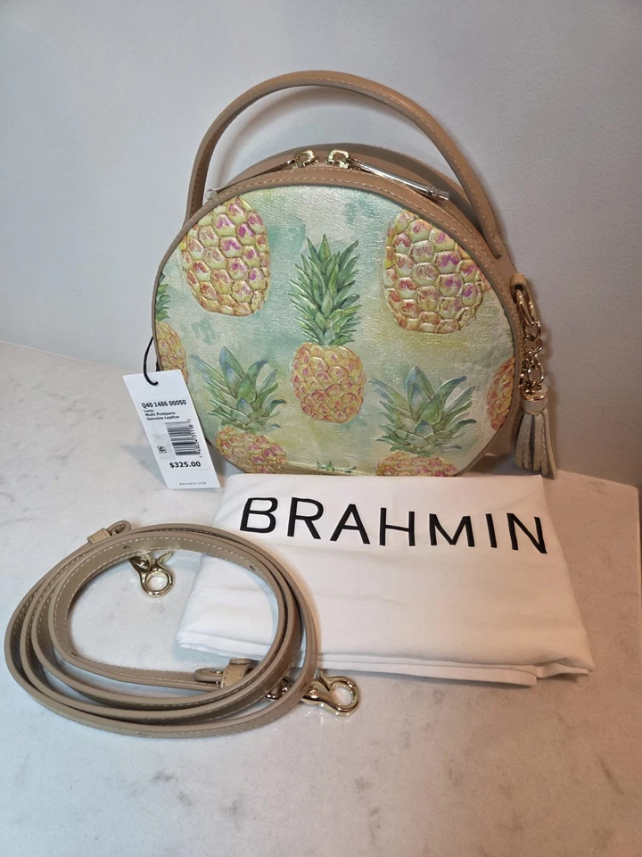 Bolso Bandolera Clásico Brahmin Lane Pineapple Pompano Signature Cuero Nuevo con Etiquetas Foto 1 de 4
