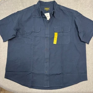 Cabela’s Canvas Hemd Herren 3XL Blau Kurzarm Knopfleiste Arbeitshemd NEU Neu mit Etikett - Bild 1 von 11