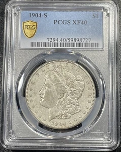 1904 S Morgan Silver Dollar PCGS XF40 Gold Shield Rare Date - Picture 1 of 4