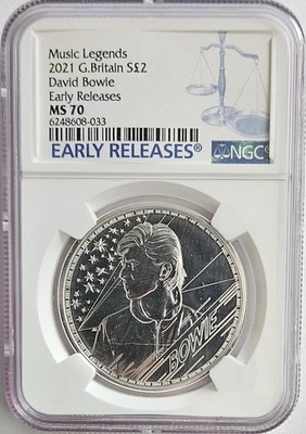 TOP POP 2021 Great Britain Silver £2 David Bowie Mint State NGC MS 70 - Image 1 of 3