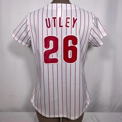 Camiseta deportiva de colección Chase Utley #26 Philadelphia Phillies MLB majestuosa local para mujer PEQUEÑA Foto 1 de 4