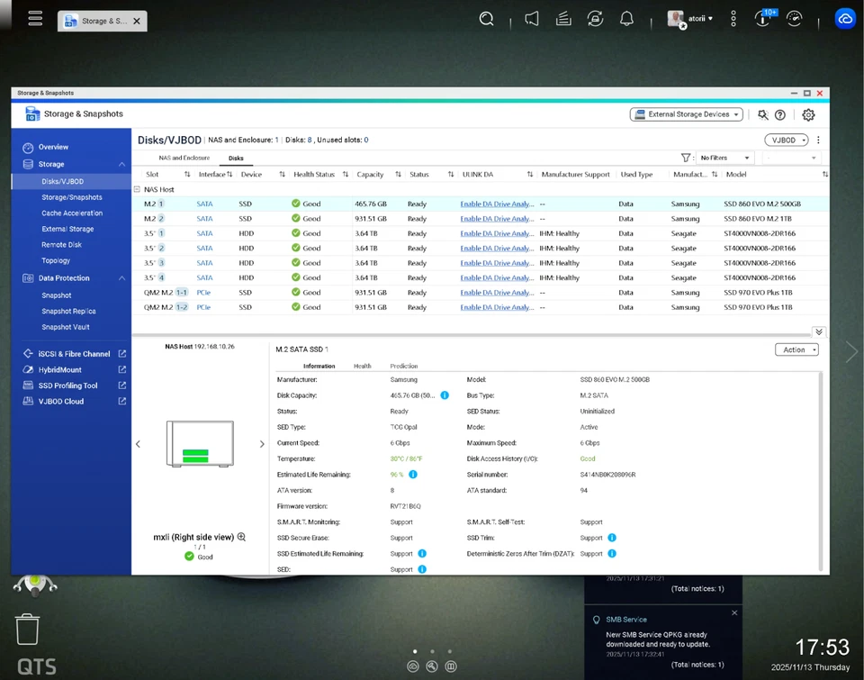 QNAP  TVS-473e - mem 64GB - Storage 19TB - QM2-2P (NVME) - QXG-2G2T (2 x 2.5gb) - Image 1 of 4