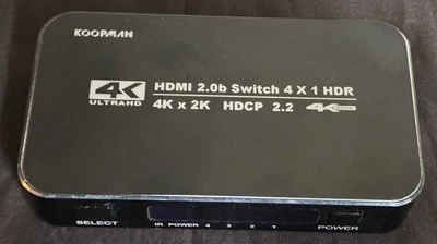 Interruptor Koopman 4k UHD HDMI 2.0b 4 X 1 HDR 4K x 2K HDCP 2.2 solo dispositivo negro Foto 1 de 4