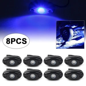 For JEEP ATV Off-Road Truck Golf 8x Blue LED Rock Lamp Under Body Trail Rig Bar - Picture 1 of 1