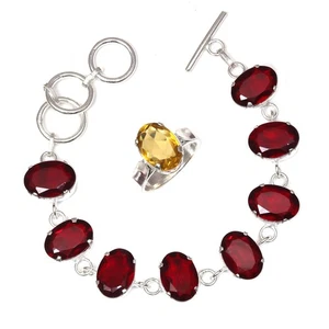 Peridot Quartz Gemstone Women's Unisex Jewelry Bracelets & Rings 7-8'' - Picture 1 of 9