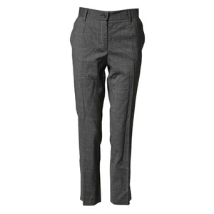 DOLCE & GABBANA Pants Dark Gray Check Tartan VirginWool Dress IT42/US8/M 1000usd - Picture 1 of 5