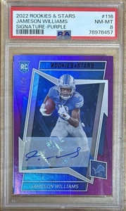 2022 Rookies And Stars Jameson Williams Lions Purple RC Auto /25 #116 PSA 8 - Picture 1 of 2