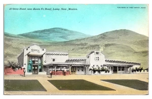 LAMY, NEW MEXICO - EL ORTIZ HOTEL & SANTA FE HOTEL - FRED HARVEY - OLD POSTCARD - Picture 1 of 2