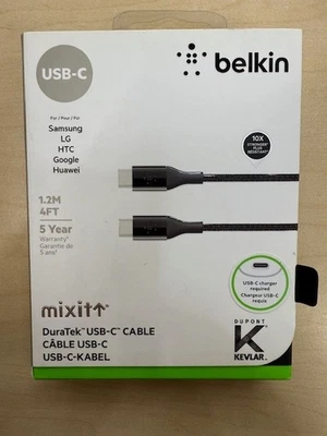 Cable Kevlar Belkin Mixit 4 pies DuraTek USB-C a USB-C, cable de C a C Foto 1 de 4
