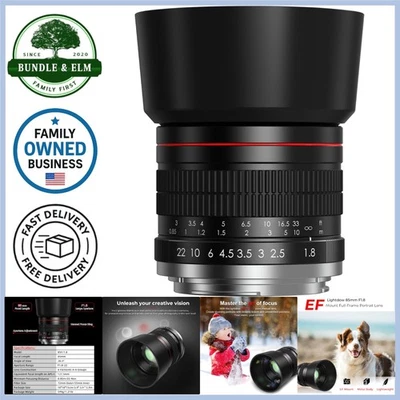 EF 85mm f1.8 Portrait Lens - MF for Canon EOS Rebel T8i/T7i/T7/T6i/T5.. - Image 1 of 4
