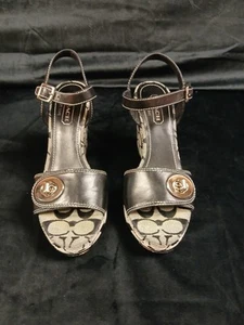 Vintage COACH size 7 Rana leather Black sandals heels beach summer - Picture 1 of 5