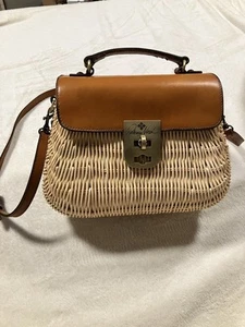 Patricia Nash Colimena Satchel Spring Wicker Handbag Purse Crossbody W/Dust Bag - Picture 1 of 13