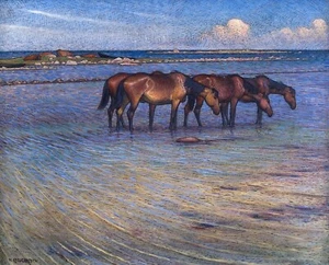 Nils Kreuger : "Horses Cooling Themselves in Water" — Giclee Fine Art Print - Picture 1 of 7
