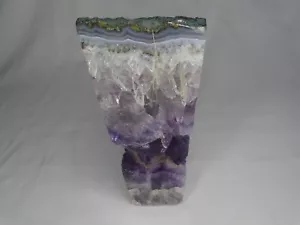 5.14LB Natural Amethyst geode quartz cluster crystal Home Decor Stand / BookEnd - Picture 1 of 11