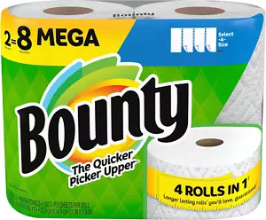 Bounty Select-A-Size Paper Towels, 2 Mega Rolls, White, 180 Sheets per Roll - Picture 1 of 12