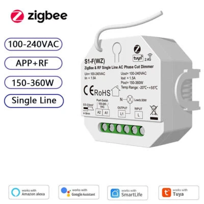 Tuya Zigbee AC LED Triac Dimmer Controller Single Line no Neutral for Alexa/APP - Image 1 of 4