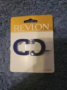 REVLON Fashion Barrette 1997 vintage plastica blu navy bianco 44537 NOS - Foto 1 di 2