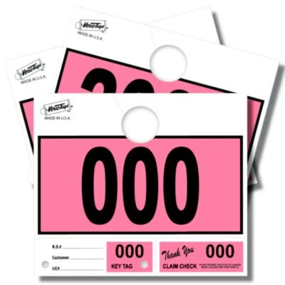 1000 Car Dealer Service Hang Tags Mechanic Repair Shop 3 Piece System - Pink - Image 1 of 4
