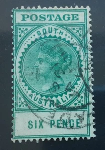 South Australia 1902 - 6d green postage revenue used stamp SG270 - Picture 1 of 2
