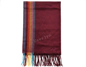 Paul Smith Men's Artist Stripe Burgundy 100% Cashmere Scarf RRP: £180 - Picture 1 of 10