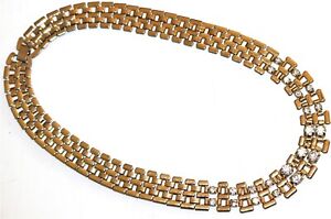 Vintage in Seattle fantastische goldfarbene Metalledelsteine 1980er Jahre Halskette Lot990