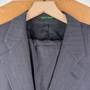 Lauren Ralph Lauren Suit Mens 44R Gray 2 Button 100% Wool Pants 40x25 Pleated - Picture 1 of 24