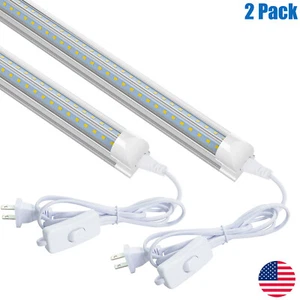 2pcs 20W T8 LED Tube Light Fixtures 6000K V-Shaped Utility Garage Shop Lights - Picture 1 of 9