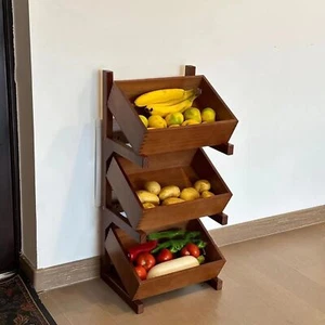 Fruit and Vegetable Storage Rack, 5-Tier Pull-Out Snack Stand Fruit Basket Stand - Picture 1 of 8