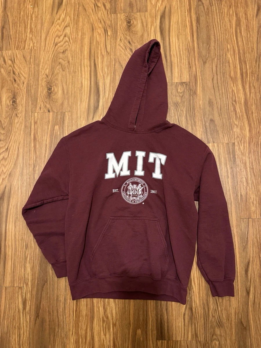 Ivysport MIT Cotton Hooded Sweatshirt - Official Arched Logo, Front Pocket, 80/20 Blend