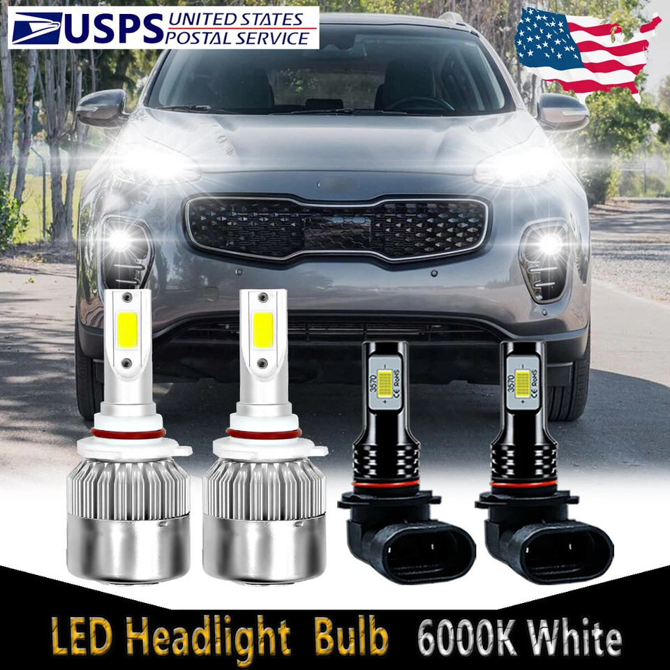 For Kia Sportage 2017-2020 - LED Headlight Bulb High/Low Beam + Fog Light 4X C6B - Image 1 of 4