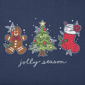 Neu mit Etikett Life is Good Jolly Season Damen-Weihnachtsbaum blau LS Crusher Vee - Bild 1 von 3