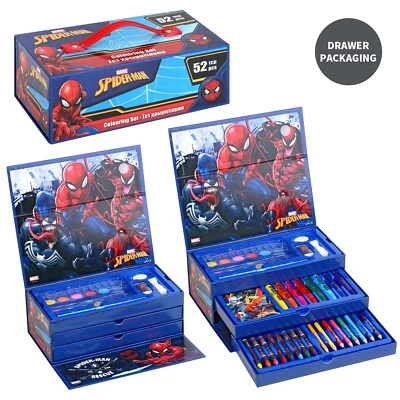 Marvel Spider-Man 52 piezas Caja de herramientas para colorear Estuche Arte Artesanía Set Papelería