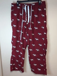 Men's Abercrombie & Fitch Moose Lounge Pajama Pants Red White XL Heavyweight - Picture 1 of 7