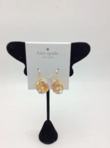 $58 Kate Spade "Shine on" 14k Earrings, yellow, french wire, cv stones A6A - Picture 1 of 7
